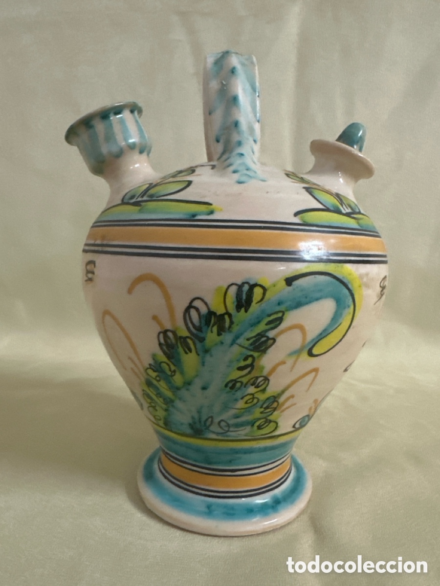 Antiquit&auml;ten: C&aacute;ntaro Botijo de ceramica de Sto. Domingo - Argentona - 1994. Pintada a mano