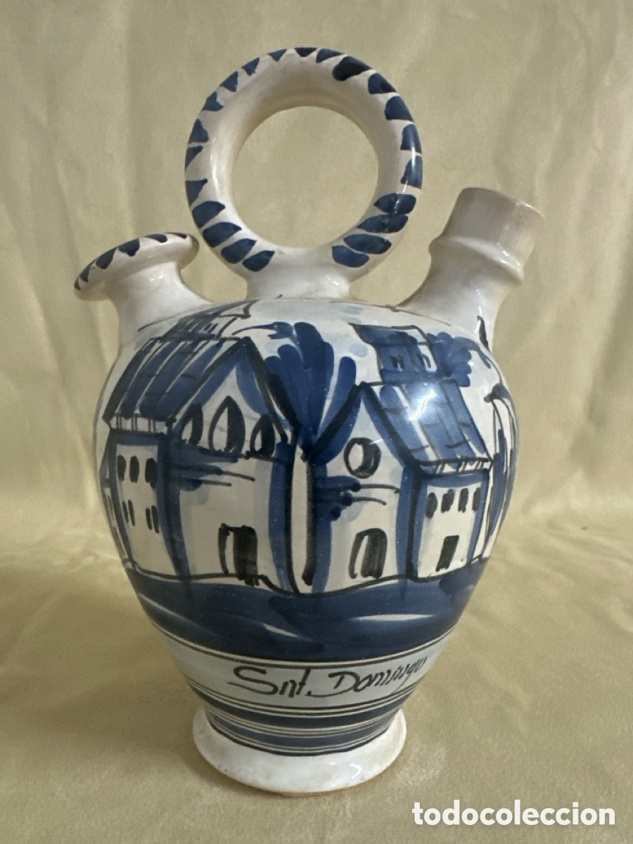 Antiguidades: C&aacute;ntaro Botijo de ceramica de Sto. Domingo - Argentona - 1999. Pintada a mano