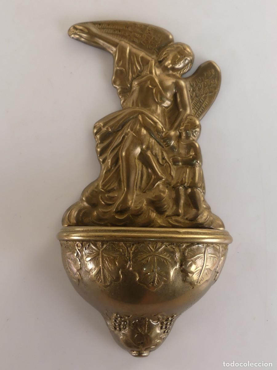 Antig&uuml;edades: BENDITERA AGUABENDITERA DE METAL OBJETO DE DECORACION RELIGIOSA
