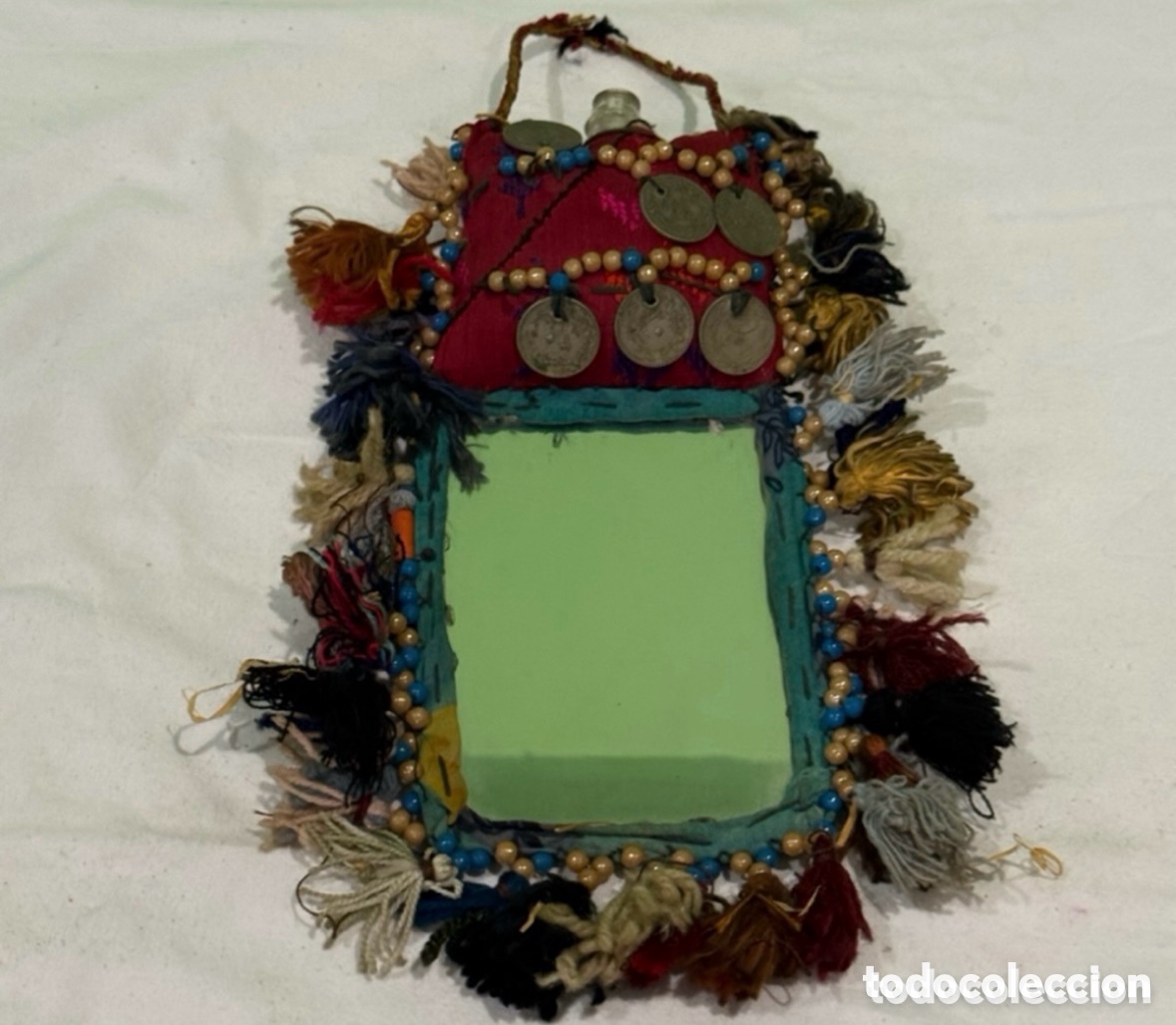 Antiques: Antiguo portaespejo y aplicador de kohl (delineador de ojos) otomano para novias siglo XIX.