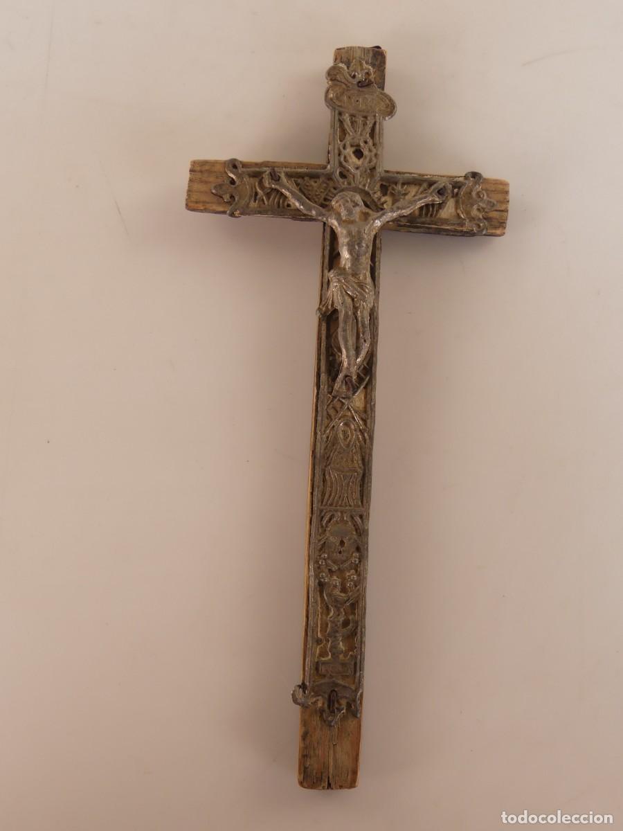 Antiguidades: ANTIGUO CRUCIFIJO CRUZ DE METAL Y MADERA