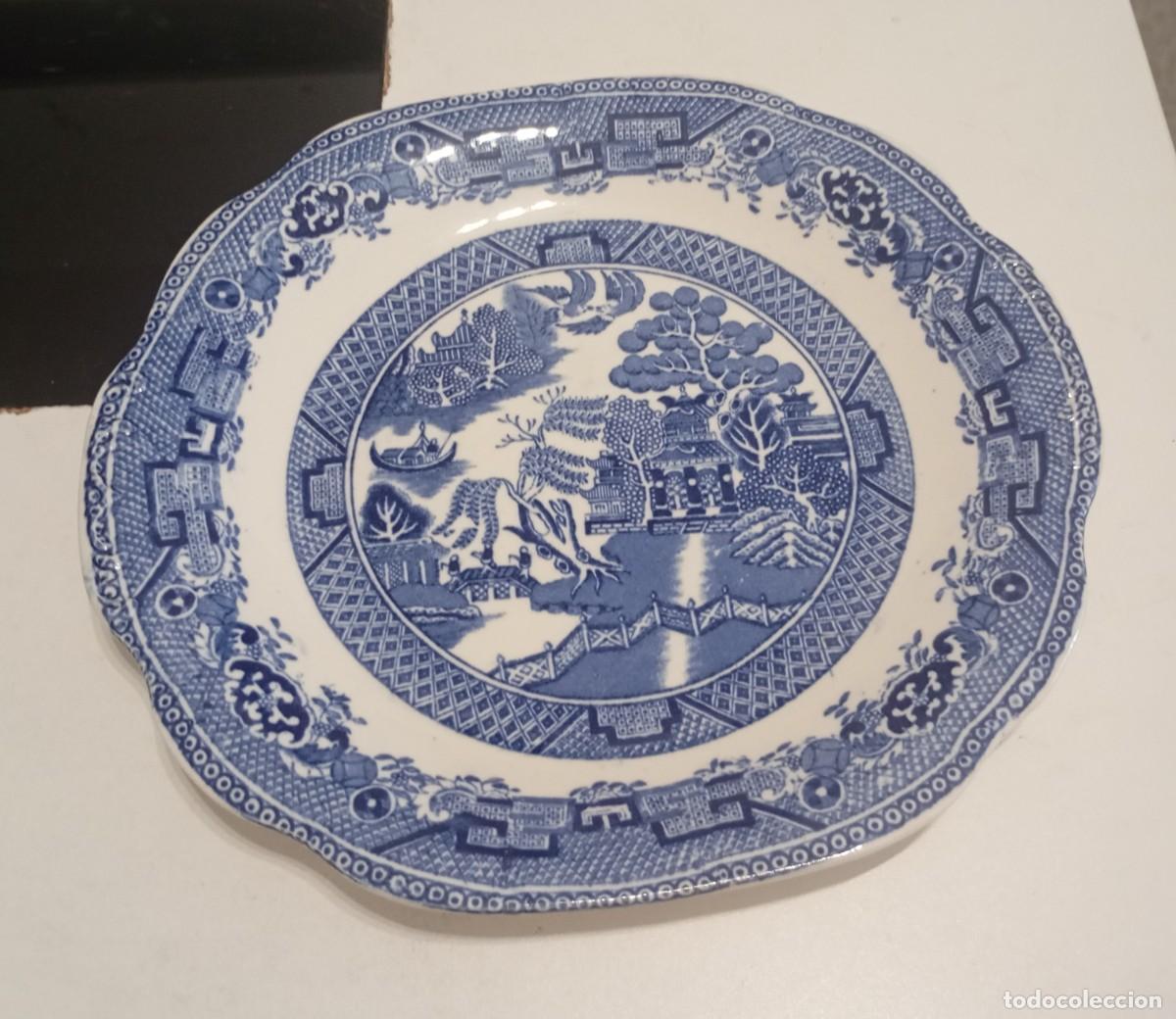 Antig&uuml;edades: BONITO PLATO DE PORCELANA ANTIGUO DE 1900,DISE&Ntilde;O BLUE WILLOW DE WEDGWOOD, HECHO EN INGLATERRA
