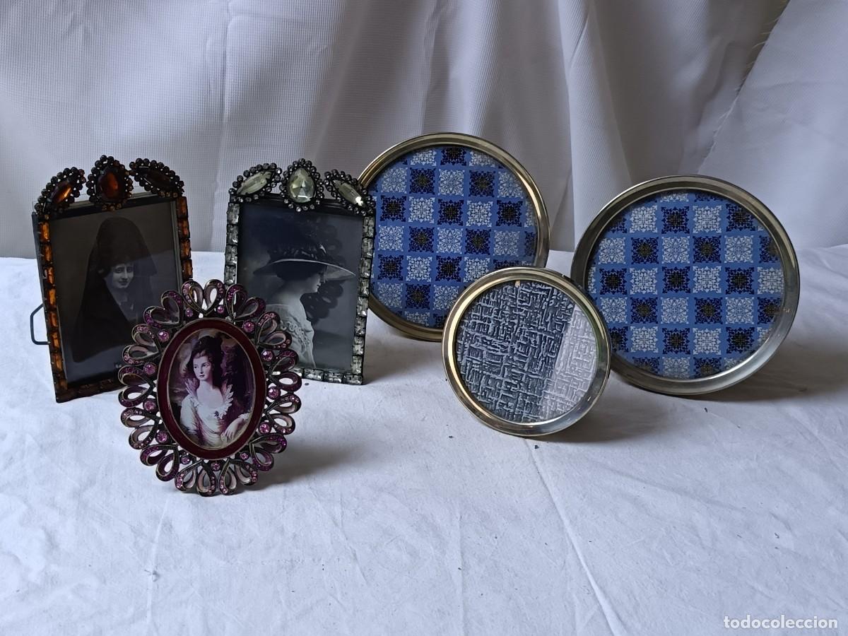 Antiquit&eacute;s: Lote con 6 portafotos, antiguos o vintage, varios estilos y materiales