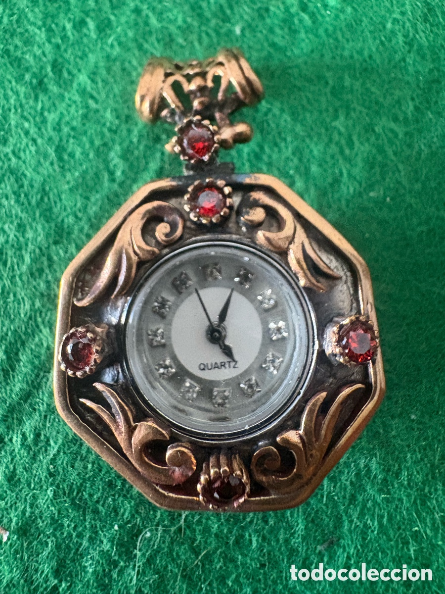 Antiquit&auml;ten: Antiguo reloj de colgar plata de ley dorada con piedras, estilo barroco (A15)