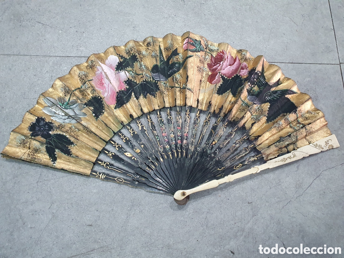 Antiques: Antiguo abanico en hueso y decorado. (L66)