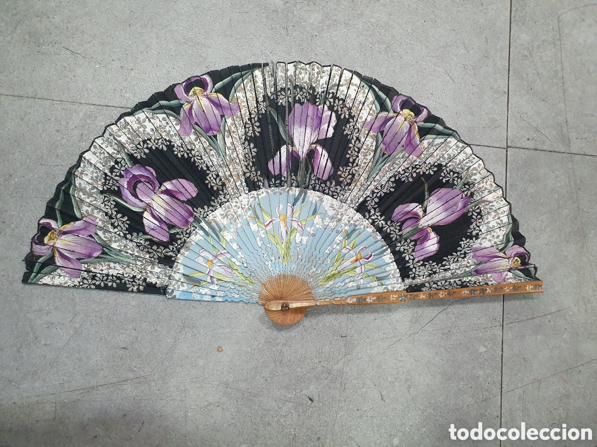 Oggetti Antichi: Abanico con flores pintadas. (L66)