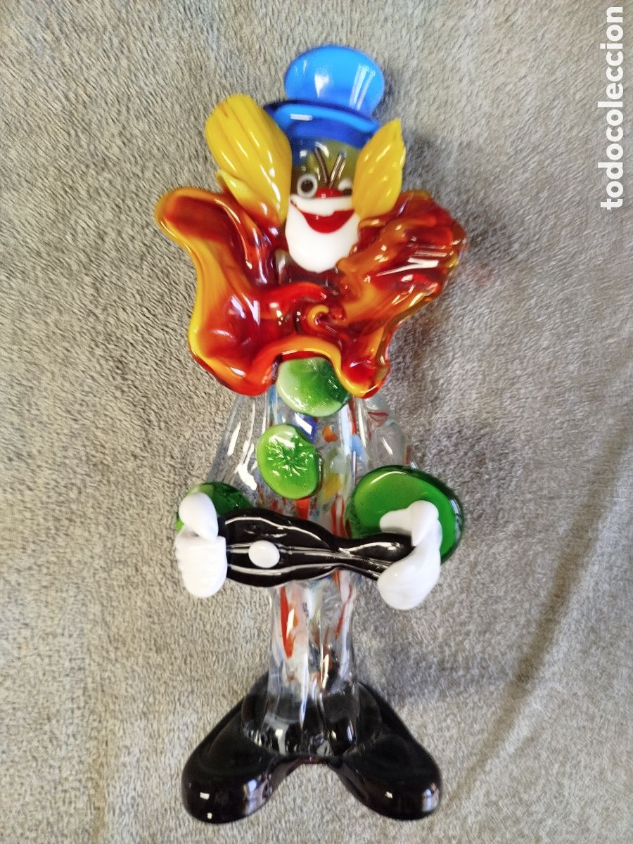 Antig&uuml;edades: Figura de payaso en cristal macizo de Murano