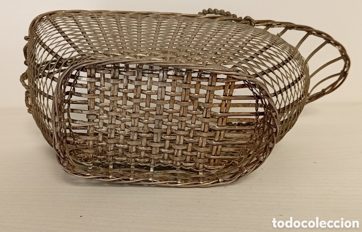 Antig&uuml;edades: .CESTA VINTAGE PLATEADA - Foto 3