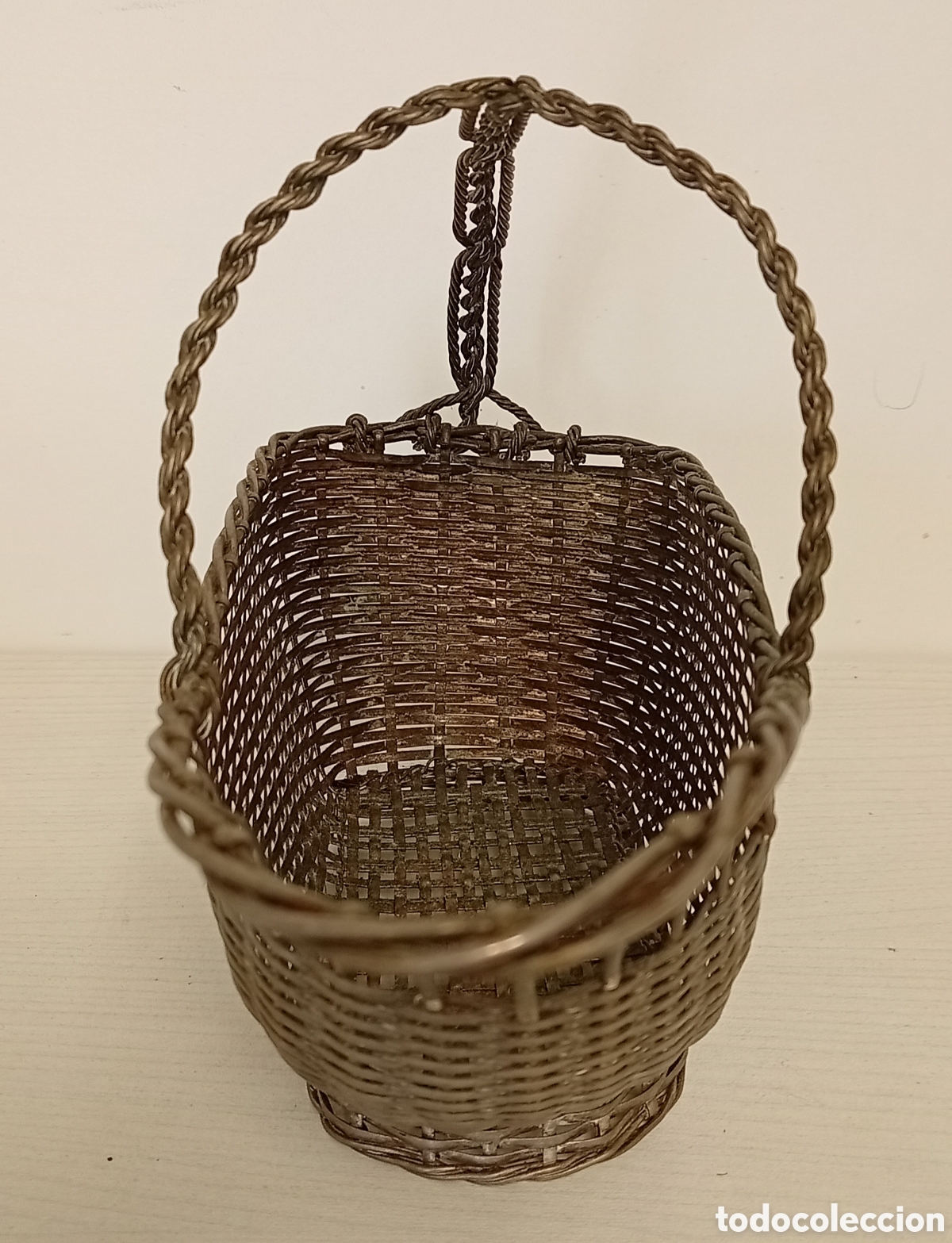 Antig&uuml;edades: .CESTA VINTAGE PLATEADA - Foto 4