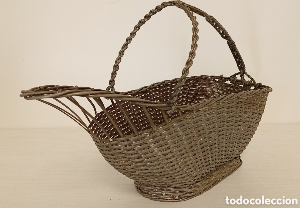Antig&uuml;edades: .CESTA VINTAGE PLATEADA - Foto 5
