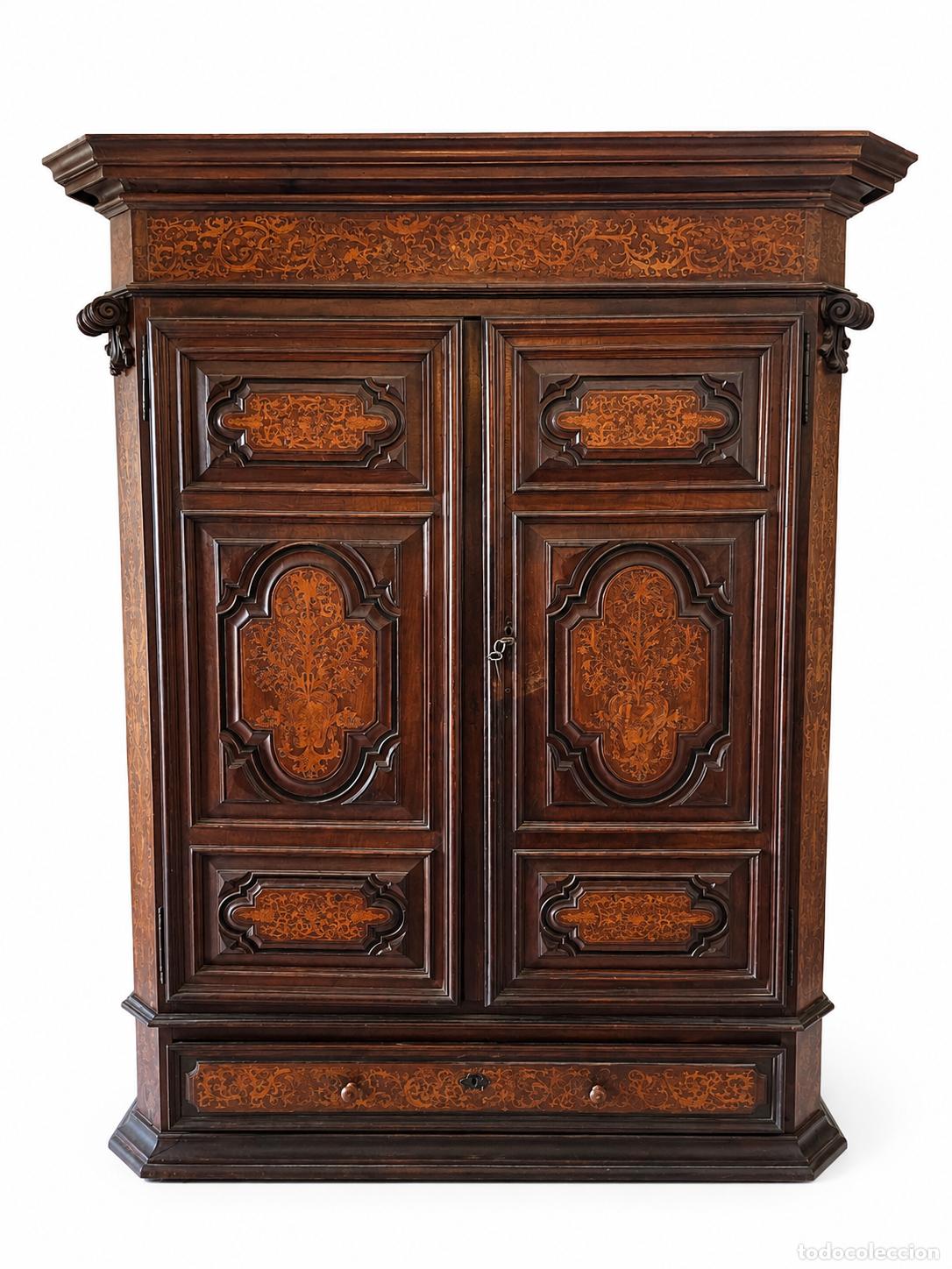 Antig&uuml;edades: Precioso Armario Barroco Catal&aacute;n de Torroella - Madera de Nogal y Marqueter&iacute;a - S.XVIII