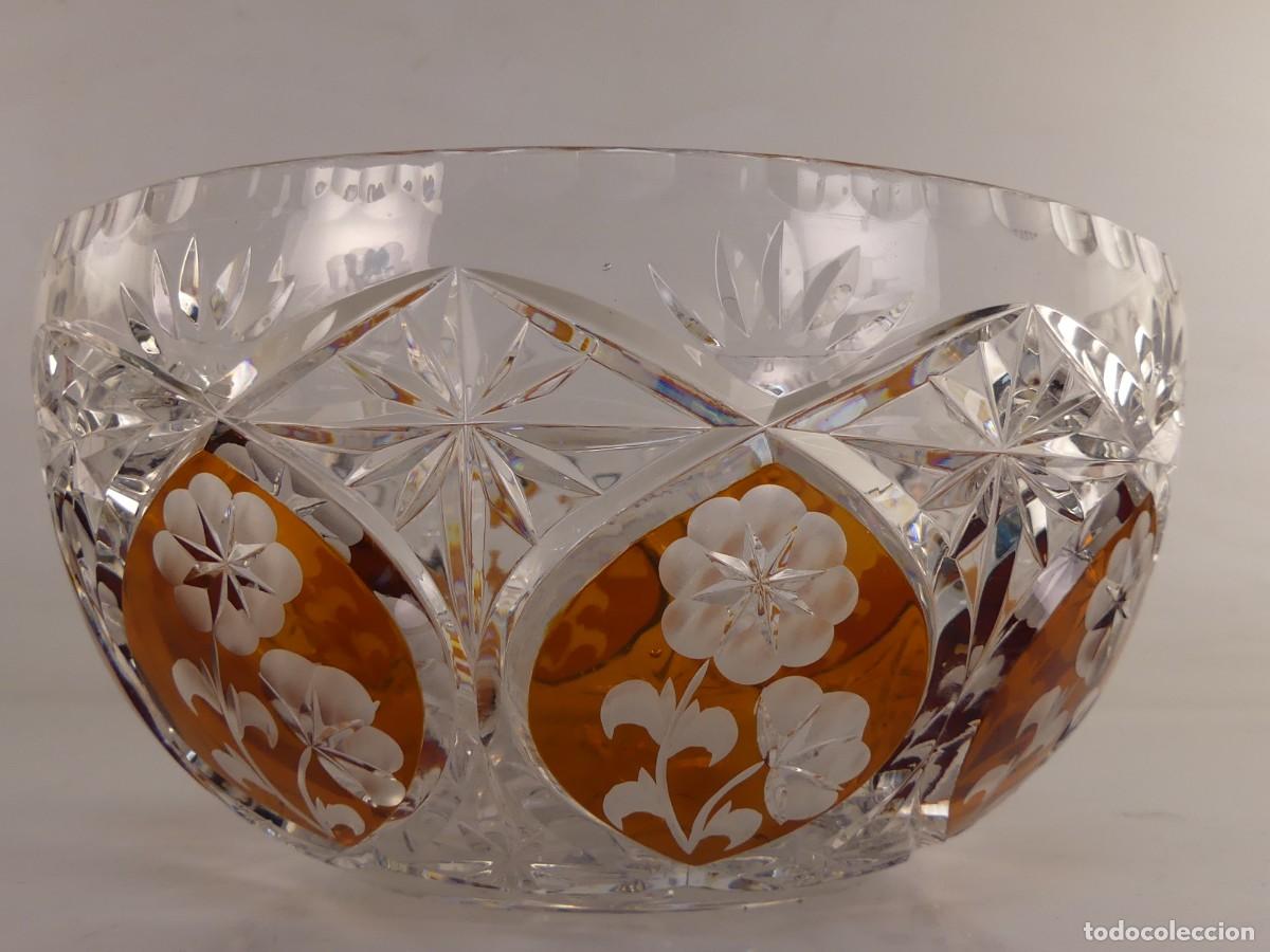 Antig&uuml;edades: BOL CENTRO DE MESA FRUTERO DE CRISTAL DE BOHEMIA