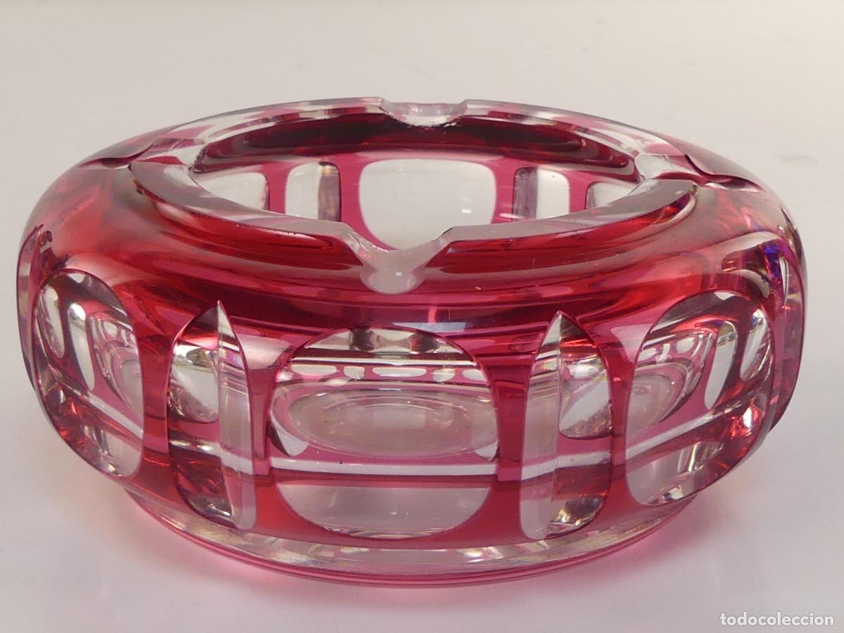 Antig&uuml;edades: PRECIOSO CENICERO DE CRISTAL DE BOHEMIA BONITO DISE&Ntilde;O