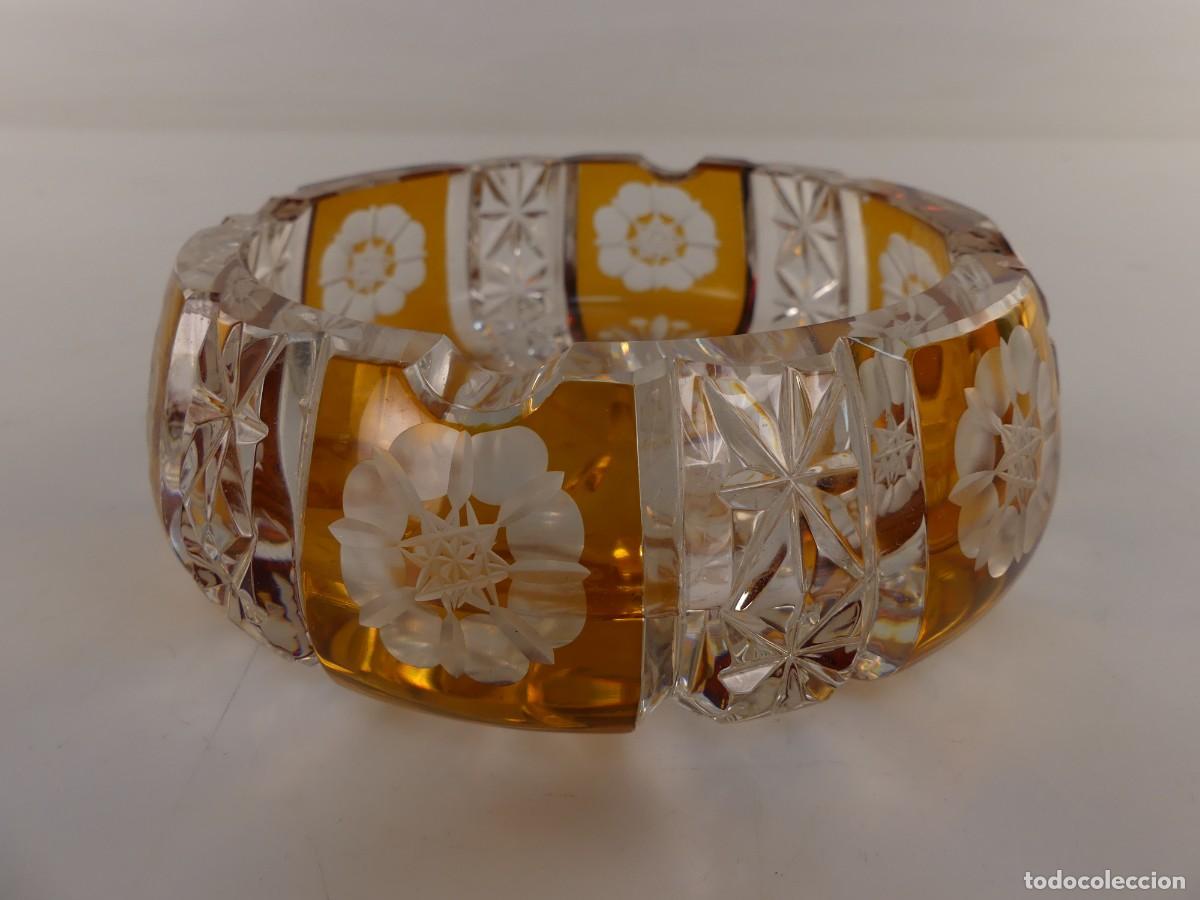 Antiguidades: PRECIOSO CENICERO DE CRISTAL DE BOHEMIA BONITO DISE&Ntilde;O