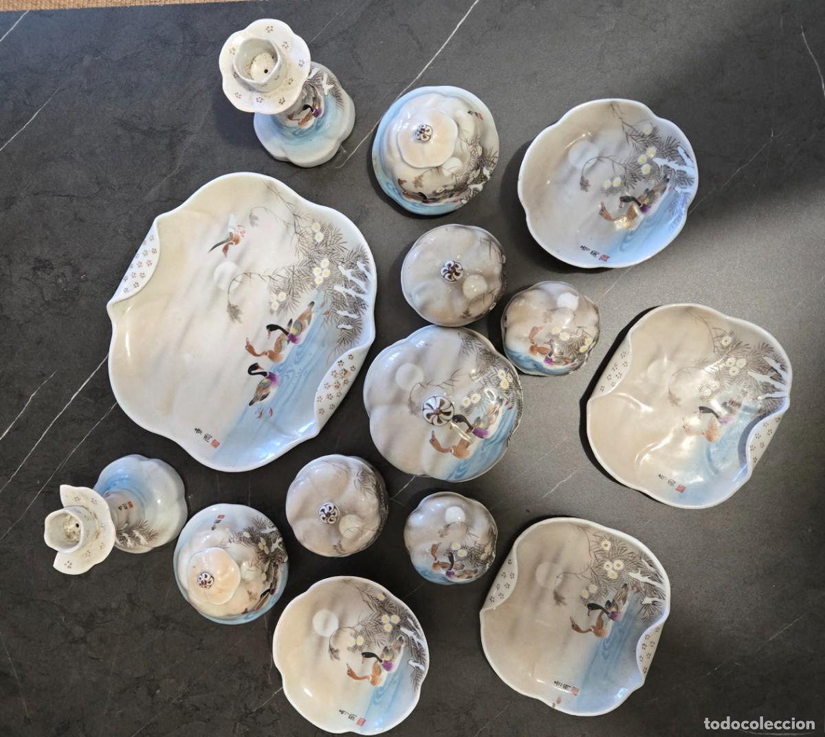 Antig&uuml;edades: ​Exclusivo Juego de Tocador Japon&eacute;s de Porcelana &rdquo;Teraoka&rdquo; - 14 Piezas