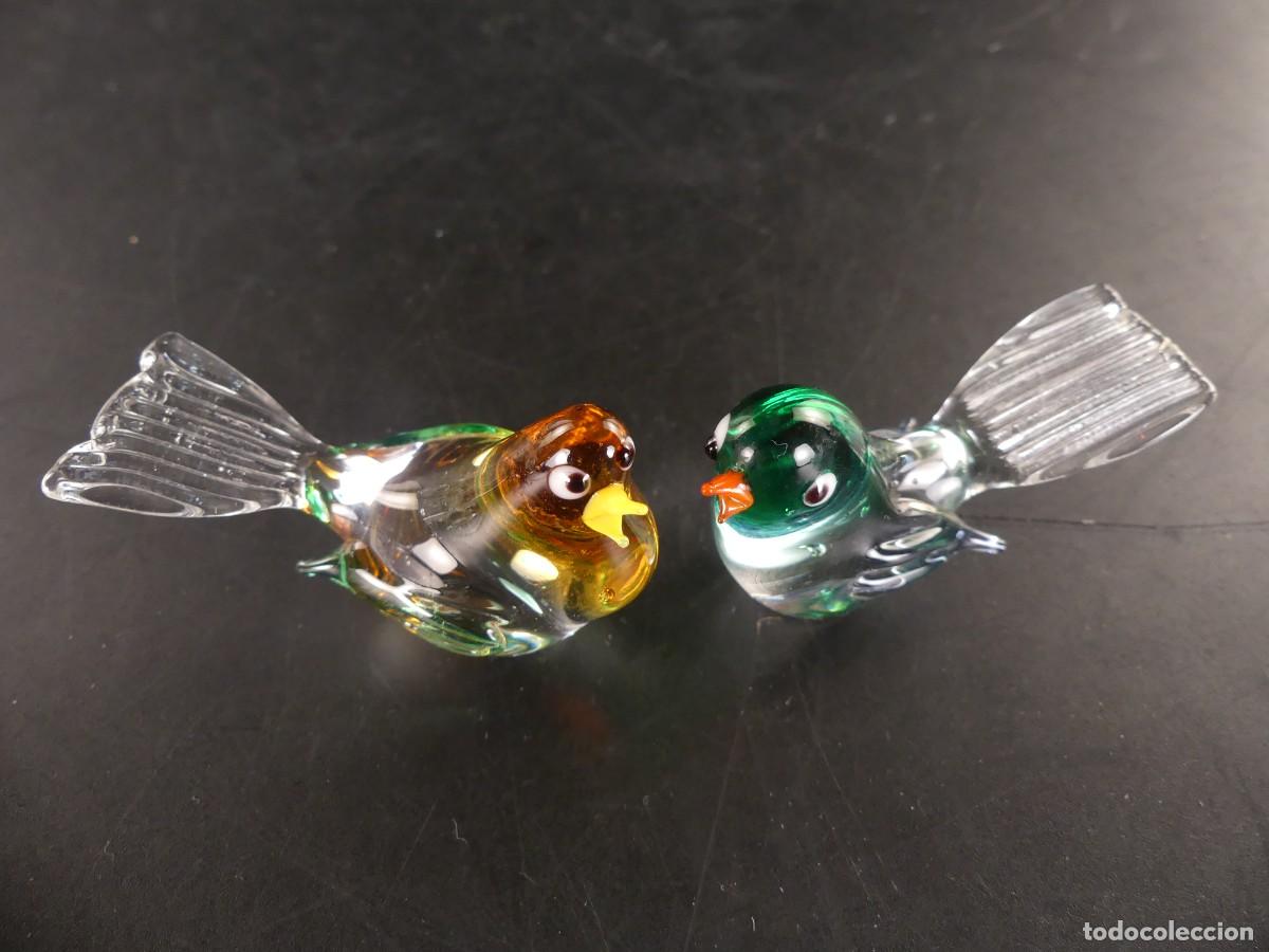 Antig&uuml;edades: PAREJA DE 2 FIGURAS DE CRISTAL &ndash; PAJAROS DE CRISTAL