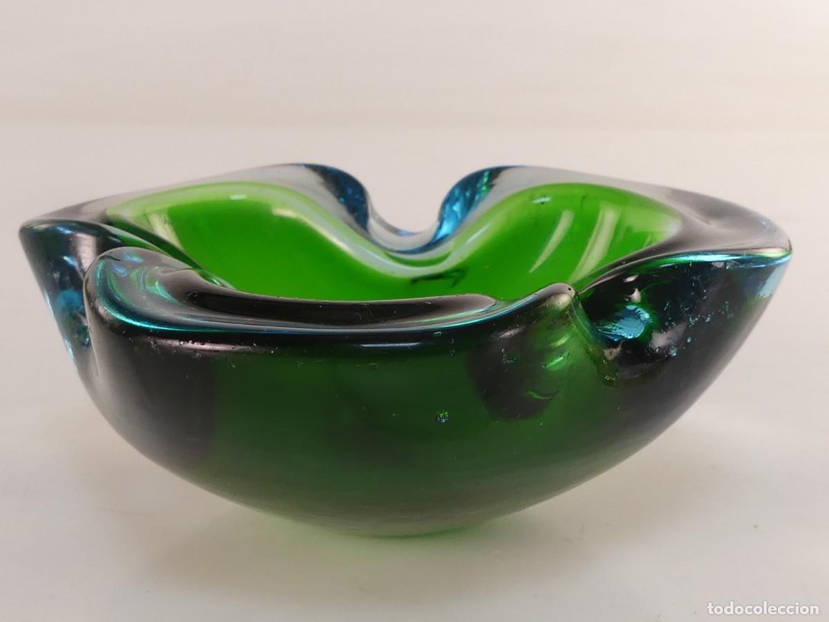 Antig&uuml;edades: BONITO CENICERO DE CRISTAL DE MURANO PRECIOSO DISE&Ntilde;O