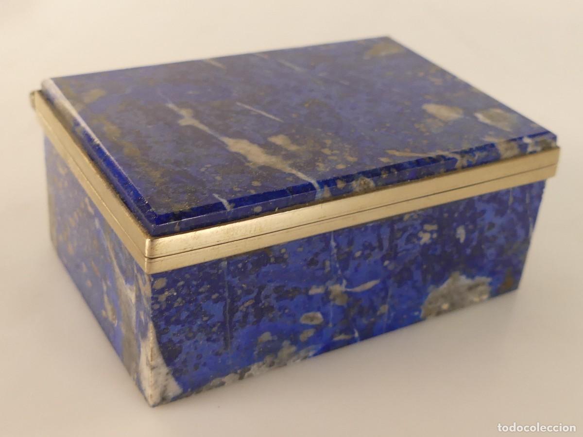 Antiguidades: PRECIOSA CAJA JOYERO DE PIEDRA NATURAL Y METAL HECHA A MANO