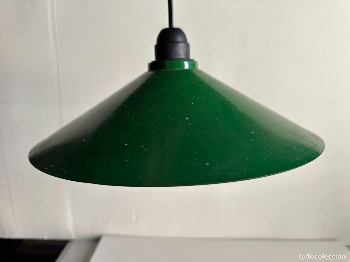 Antig&uuml;edades: L&aacute;mpara industrial vintage metal esmaltado verde