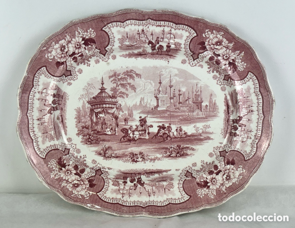 Antig&uuml;edades: BANDEJA ANTIGUA DE LOZA - WILLIAM ADAMSS - MODELO PALESTINE - SIGLO XIX