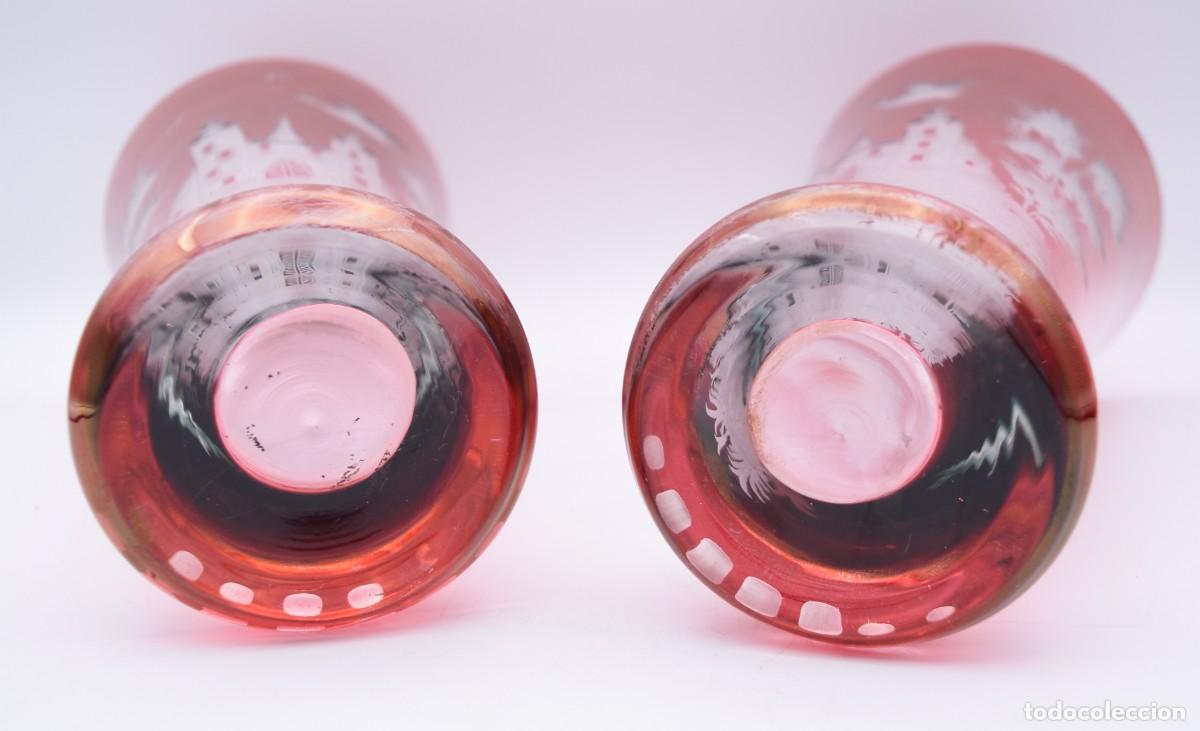 Antig&uuml;edades: Jarrones en cristal rojo rub&iacute; tallado - Foto 5
