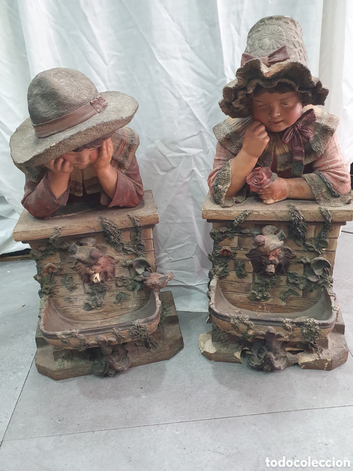 Oggetti Antichi: Pareja de figuras de terracota s. XIX