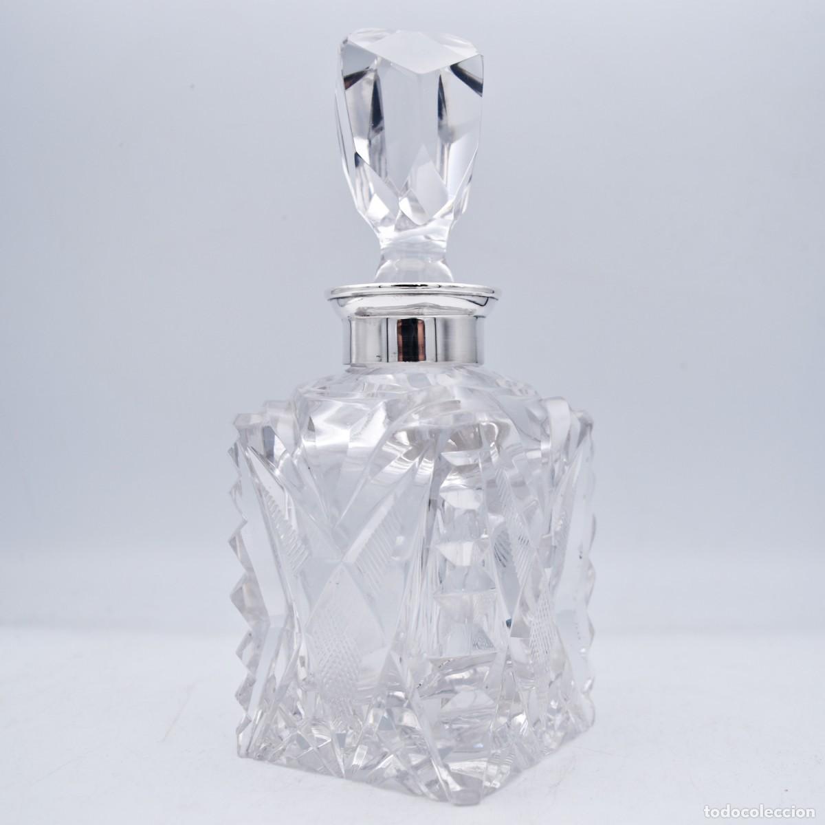 Antig&uuml;edades: Botella licorera de plata y cristal tallado - Foto 6
