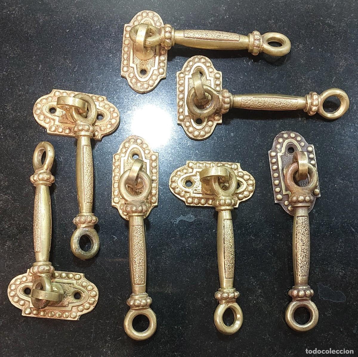 Antig&uuml;edades: TIRADORES DE BRONCE ( DE P&Eacute;NDULO ANTIGUO)CON SU PESTLLO ORIGINAL
