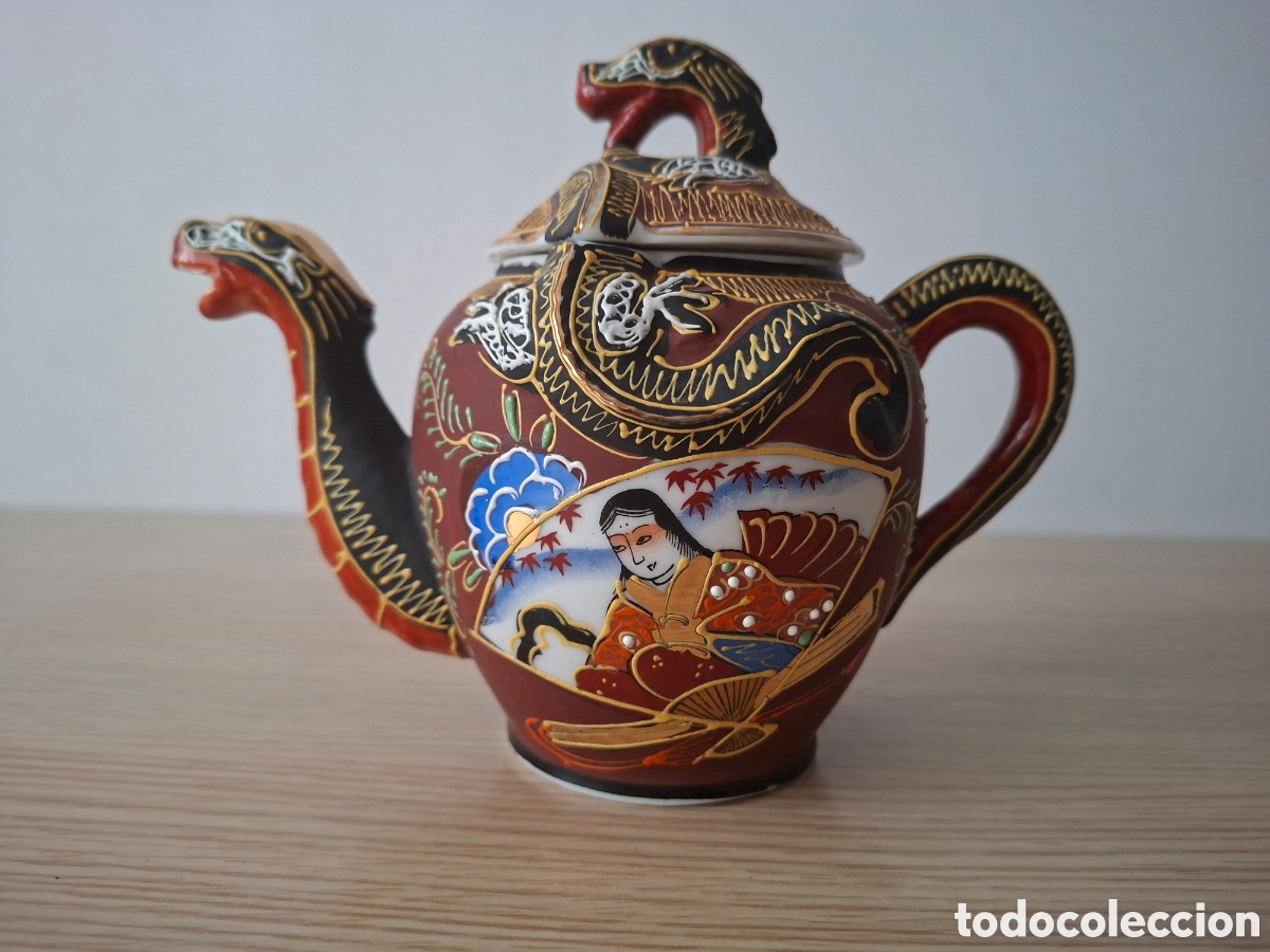 Antig&uuml;edades: JARRA PARA T&Eacute; TETERA PORCELANA JAP&Oacute;N DRAGONWARE - SIN ESTRENAR