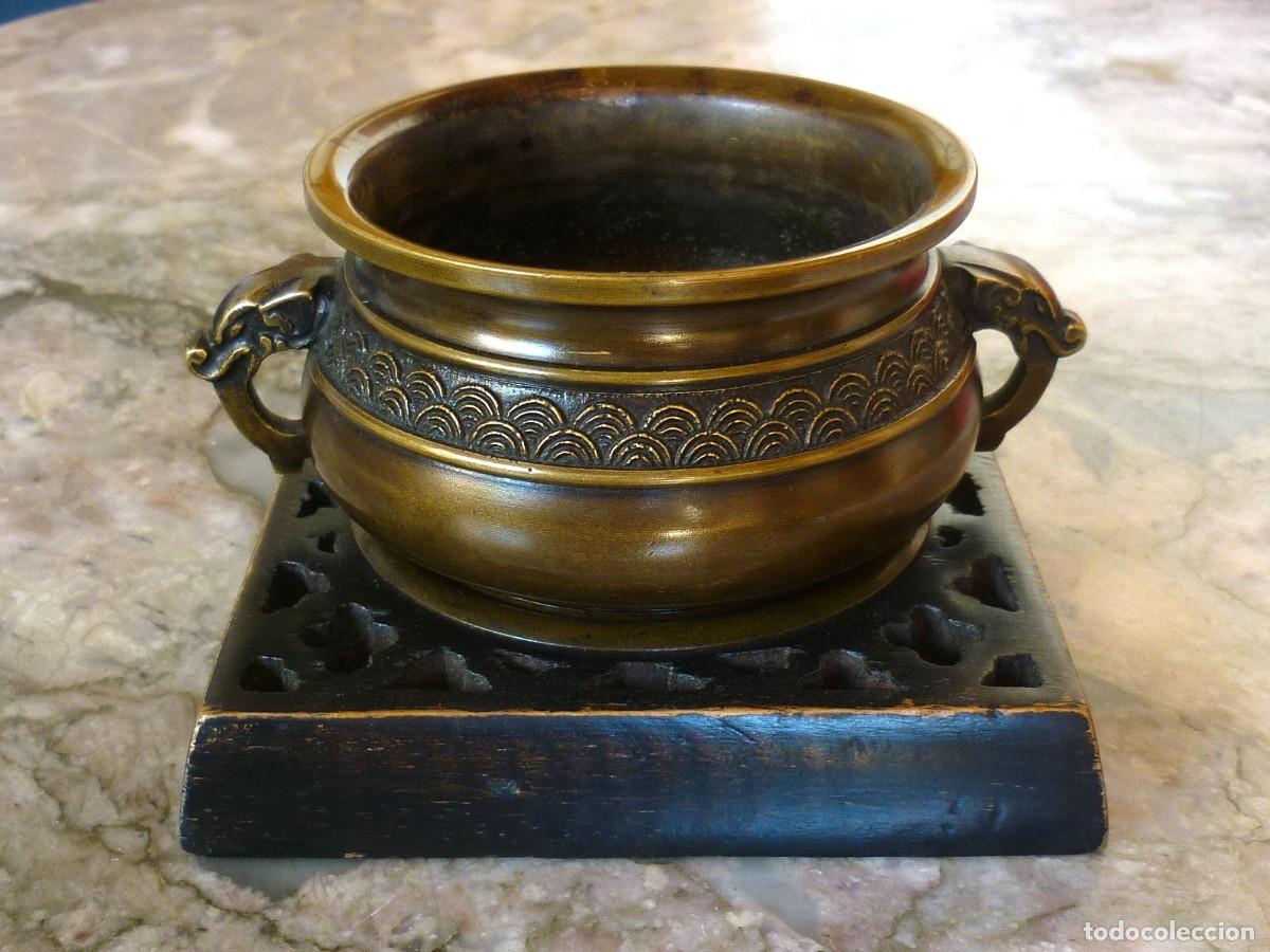 Antig&uuml;edades: Incensario Bronce Antiguo Chino.