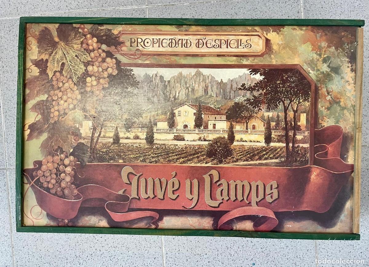 Antig&uuml;edades: Caja de madera &rdquo;Juve y Camps&rdquo; 58,5 x 37 x 10,5 cm