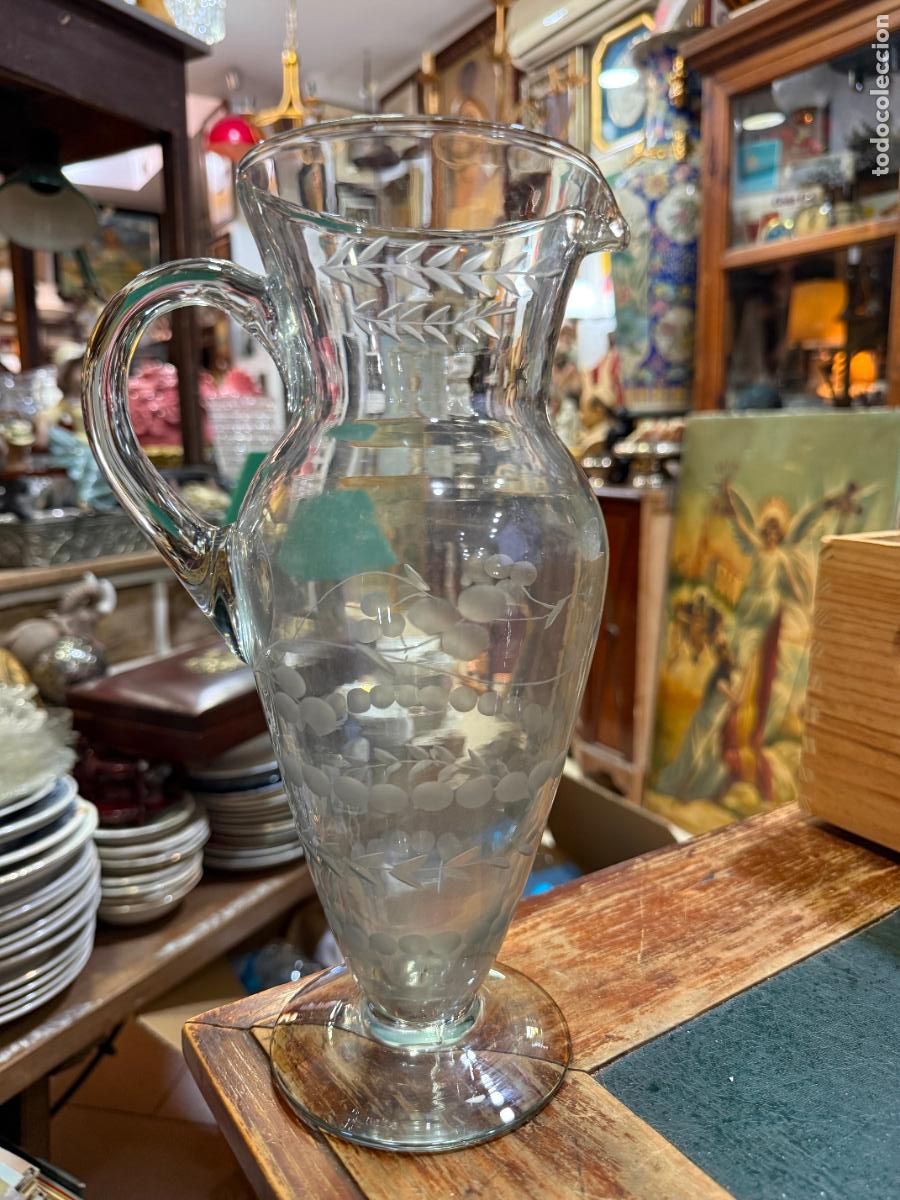 Antig&uuml;edades: PRECIOSA JARRA DE CRISTAL TALLADO - MEDIDA TOTAL 28 CM