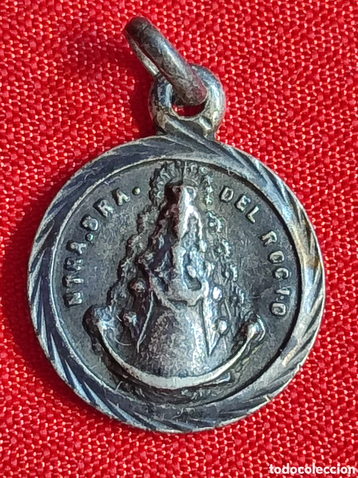 Antig&uuml;edades: Antigua medalla nuestra se&ntilde;ora del roc&iacute;o y sagrado coraz&oacute;n de jes&uacute;s.medalla religiosa a dos caras