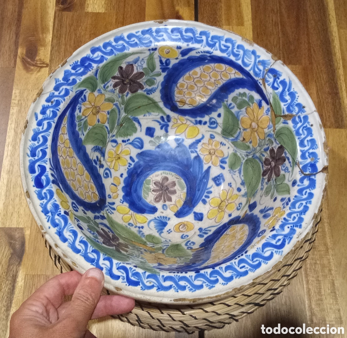 Antiquit&eacute;s: Gran Plato / Cuenco / Lebrillo / Almofia. De ONDA seguramente o ? Ribesalbes ?. (Castell&oacute;n). ?Alcora