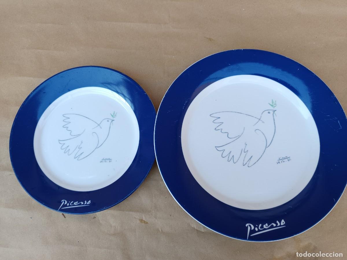 Antig&uuml;edades: Lote dos platos Picasso paloma de la paz.