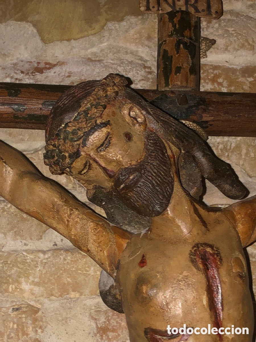 Antig&uuml;edades: Talla de cristo crucificado (madera 95 cm)