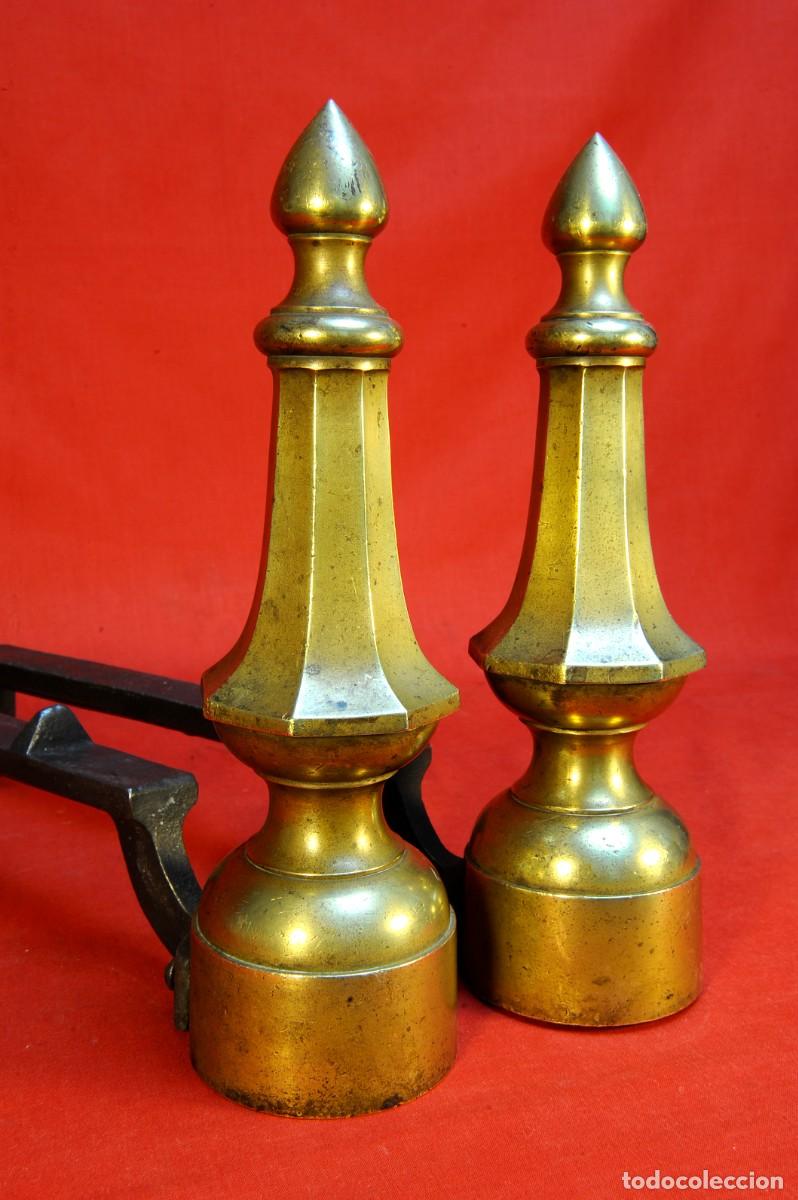 Antig&uuml;edades: Elegante par de Morillos Franceses Estilo Luis XVI Bronce y Hierro Fundido c.1880 GC 320