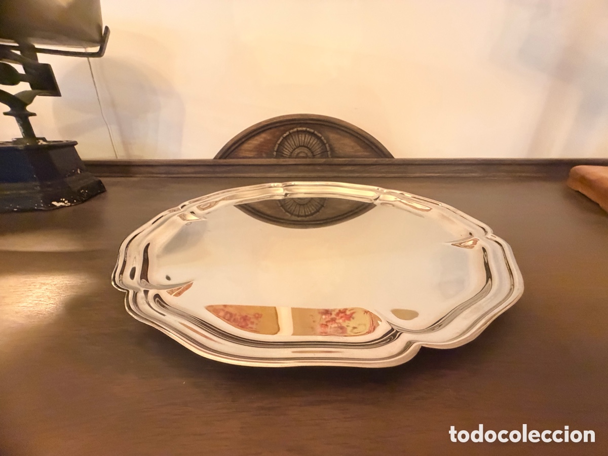 Antig&uuml;edades: Fuente redonda plateada 35cm a&ntilde;os 60