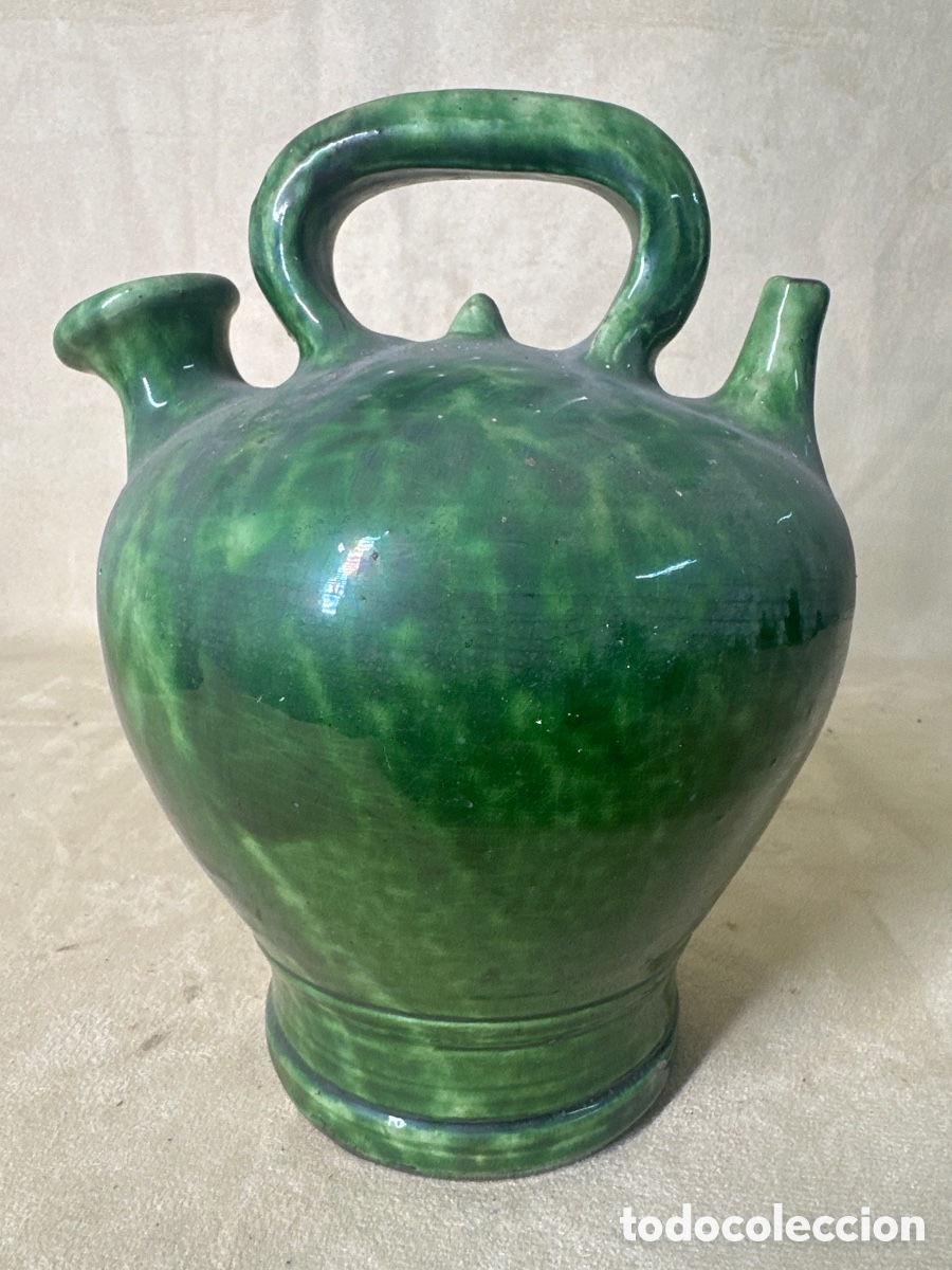 Antiquit&auml;ten: C&aacute;ntaro Botijo de ceramica de Sto. Domingo - Argentona - 1983. C&aacute;ntaro Esmaltado