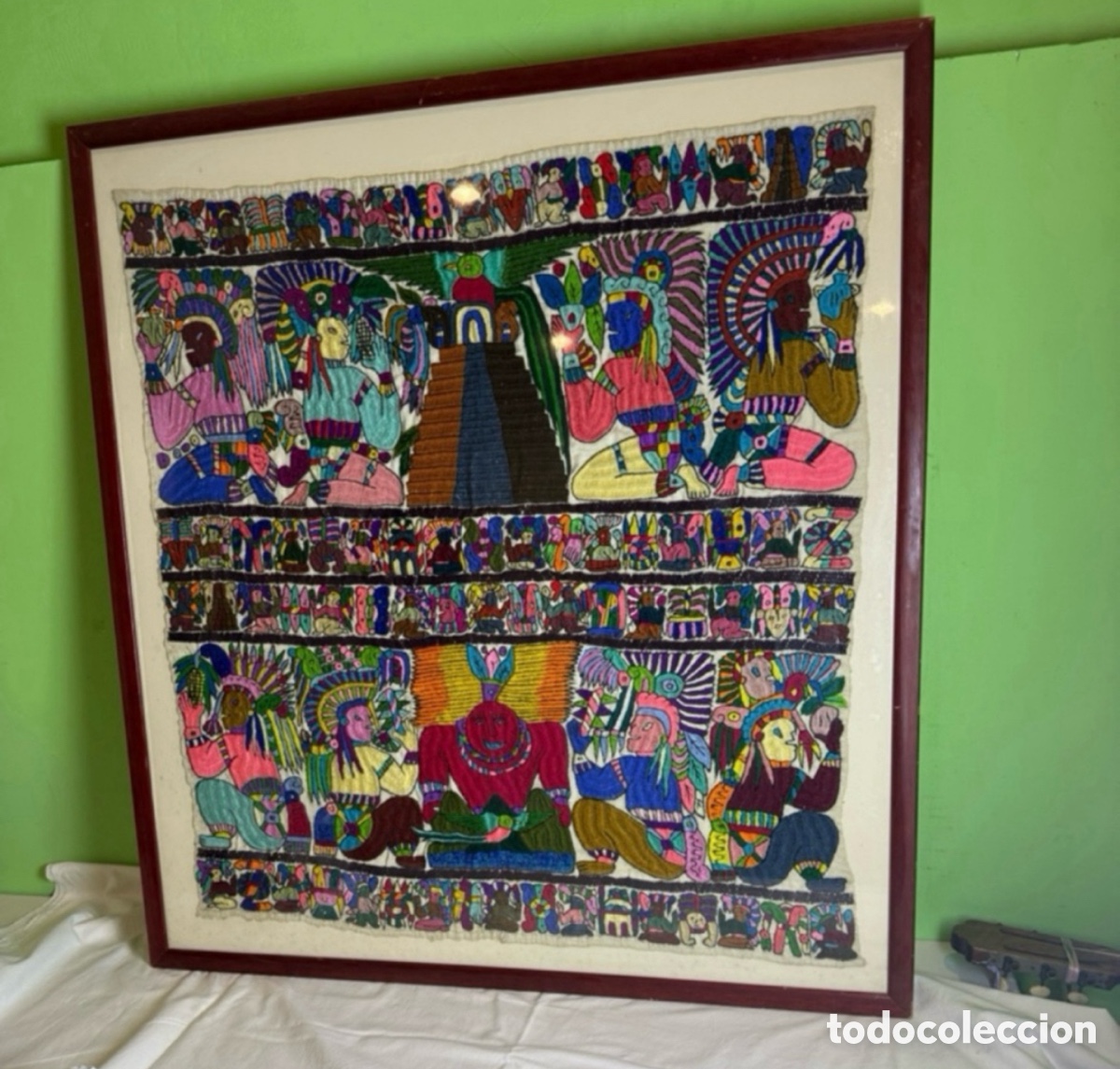 Antiquit&auml;ten: Precioso Tapiz Maya Bordado a Mano (Guatemala) mediados del siglo XX.medidas (98X86cms).