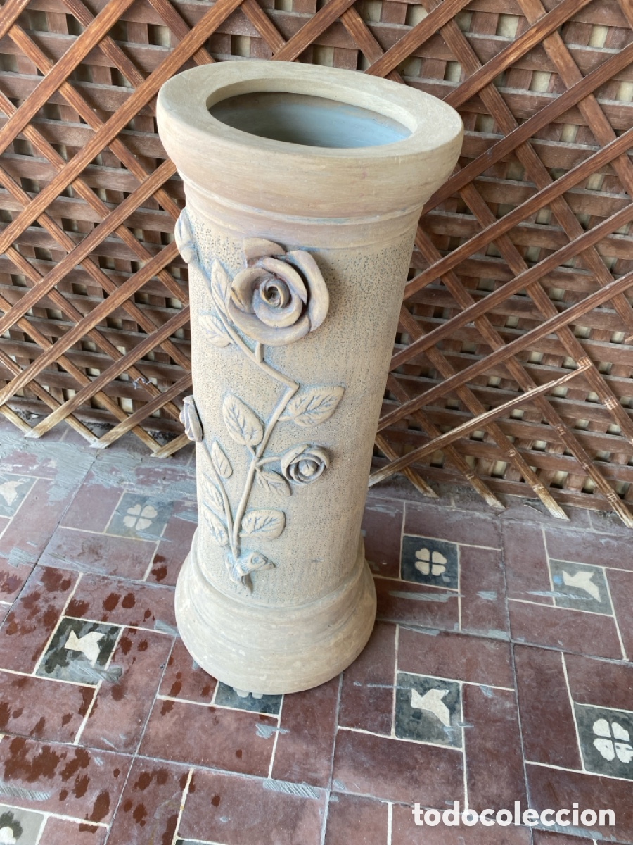 Antig&uuml;edades: Peana macetero de barro cocido - Foto 5