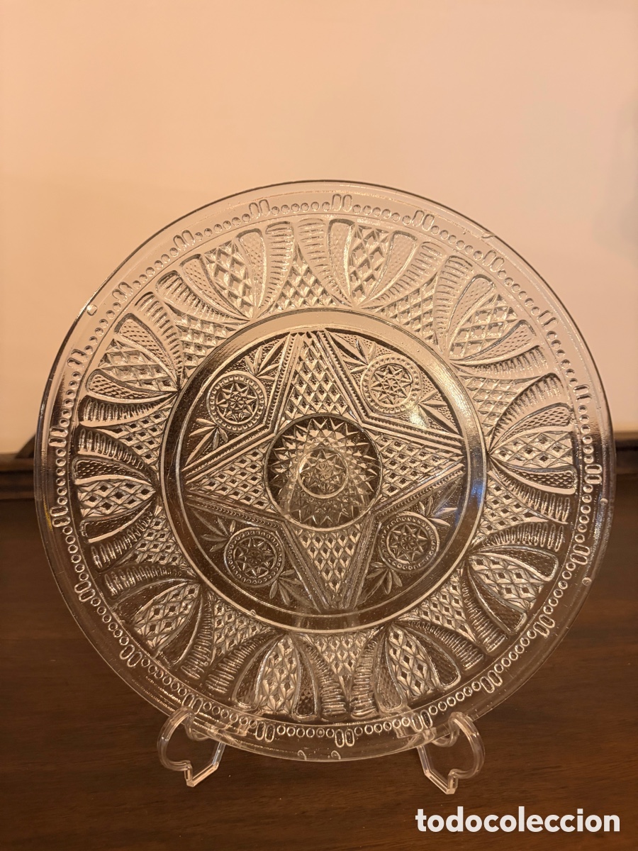 Antig&uuml;edades: Antiguo plato de cristal a&ntilde;os 60