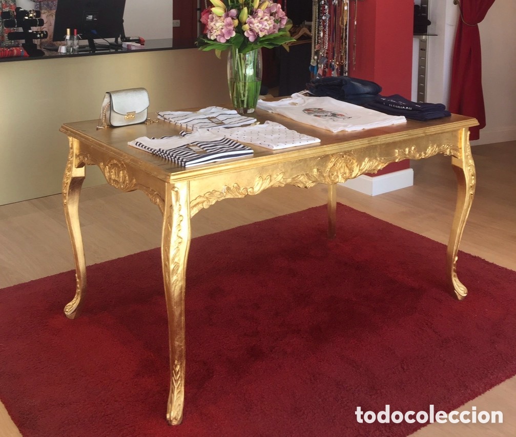 Antig&uuml;edades: Mesa comedor barroca en pan de oro - Foto 1