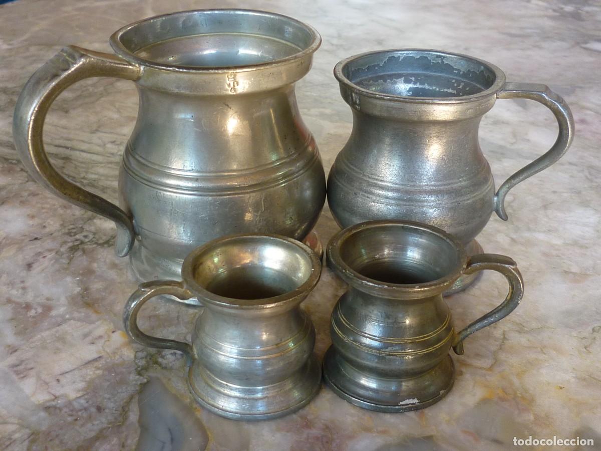 Antig&uuml;edades: Lote de 4 Jarras Medidoras Antiguas de Taberna Inglesa. &Eacute;poca victoriana.