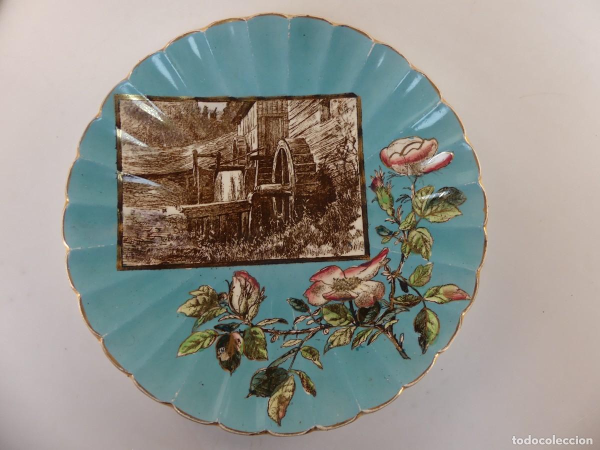 Antiques: PRECIOSO PLATO DE PORCELANA SELLADO MARCA ILEGIBLE