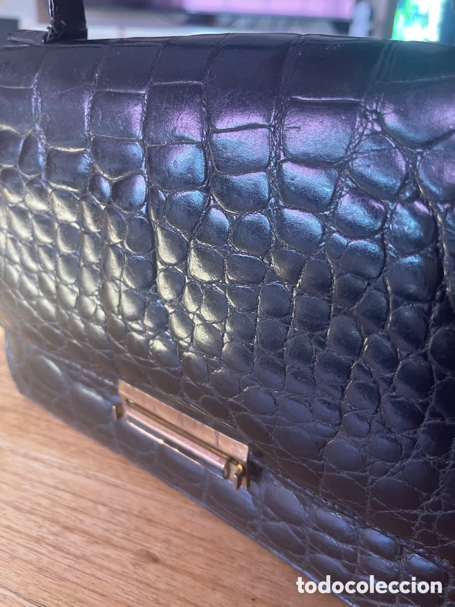 Antiquit&auml;ten: Aut&eacute;ntico Bolso Piel Cocodrilo Vintage Negro