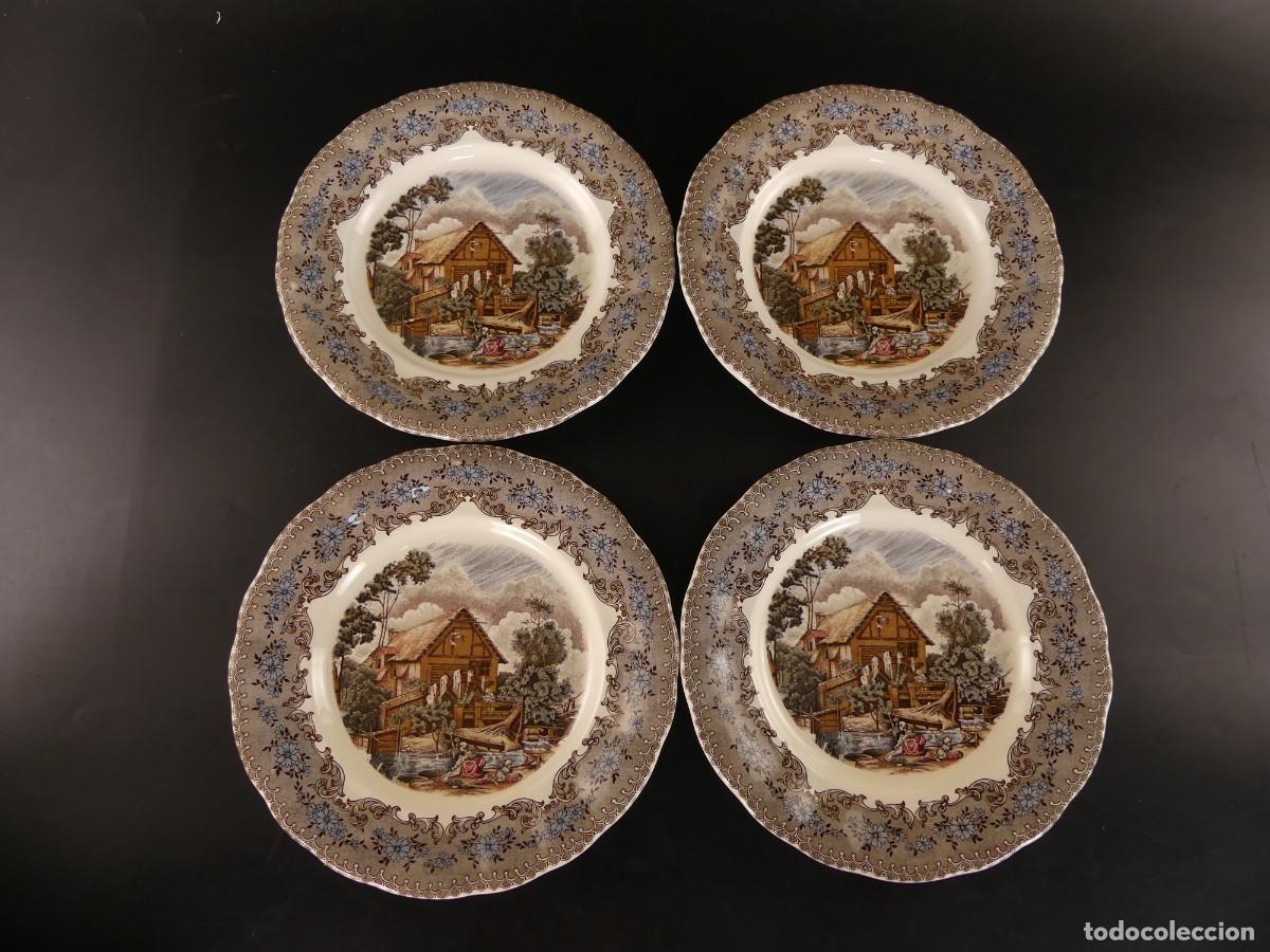Antig&uuml;edades: JUEGO DE 4 PLATOS DE PORCELANA LA CARTUJA PICKMAN SEVILLA