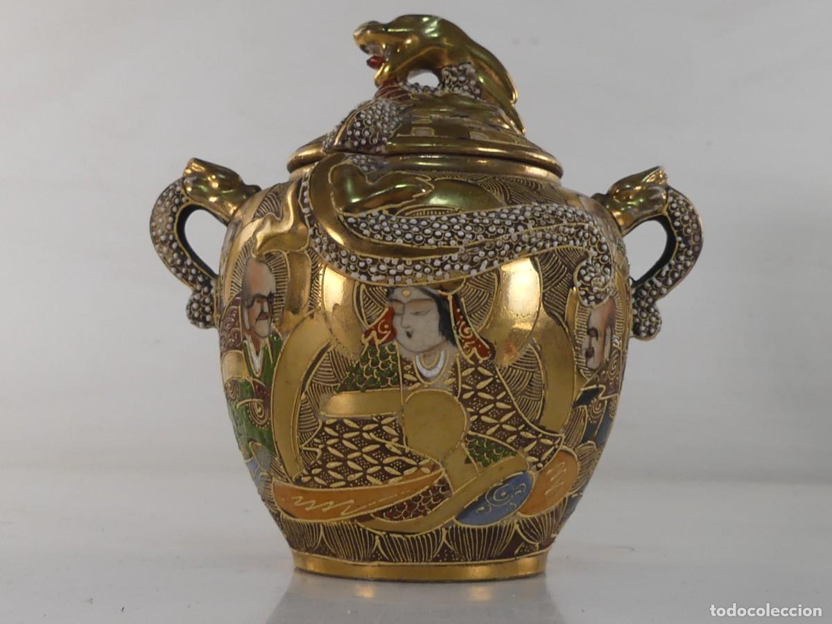 Antig&uuml;edades: AZUCARERO O SIMILAR DE PORCELANA DE SATSUMA BONITO OBJETO DE DECORACION