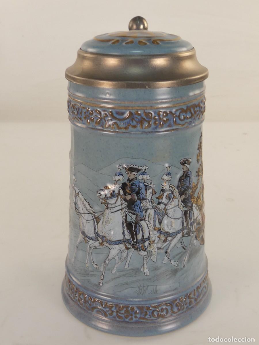 Antiquit&auml;ten: BONITA JARRA DE CERVEZA DE PORCELANA TAPA DE ZINK-OBJETO DE COLECCI&Oacute;N