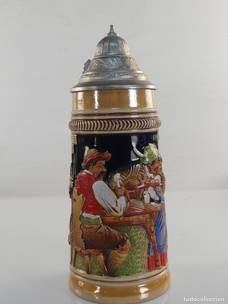 Antiques: BONITA JARRA DE CERVEZA DE PORCELANA TAPA DE ZINK-OBJETO DE COLECCI&Oacute;N